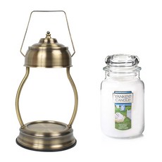 YANKEE CANDLE 造型融燭燈+香氛蠟燭 L號+燈泡 2入, 溫暖（復古），蠟燭（清潔棉）