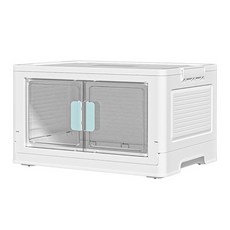 葉子小舖 摺疊前置雙開門收納箱 pp塑料 透明面板, 特大, 藍色, 1個