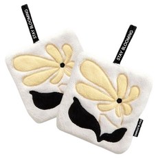 黑標法式掛環毛巾 廚房擦手巾 2入, 1套, 黃色花朵