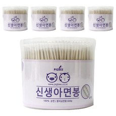 Pigbee 新生兒棉籤, 600件, 5個