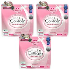 Angel LaLa 天使娜拉 EX 膠原蛋白粉 6000mg 含Peptan膠原蛋白胜肽 牛奶風味, 8g, 15包, 3盒