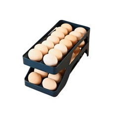 BeurreokMateu 滑動雞蛋滾動托盤雙層架, 1個, 海軍藍