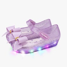 kiphant 女童蝴蝶結珍珠LED果凍鞋 T-08