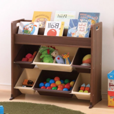 IRIS OHYAMA 愛麗思歐雅瑪 童心玩具繪本收納架, 卡布奇諾, 3層