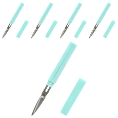 STICKYLE 塗氟不沾黏攜帶型開箱拆信剪刀, 安全固定鎖, 長短柄設計, 單手操作, 淺綠色, 5支