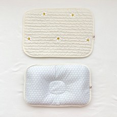 BebeHoa 新生兒 嬰兒 頭型 涼感枕, 1個, 雛菊刺繡