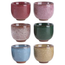 戀戀古城 窯變花瓣 冰裂杯 六件組 厚壁茶杯, 不同色款, 1組