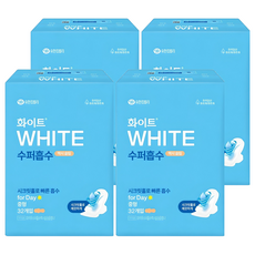 화이트 수퍼흡수 맥시 슬림 생리대 날개형, 중형, 32개입, 4개