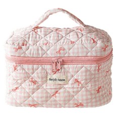 Day Bloom化妝包 多用途 大容量 尿布收納包, 粉色格紋