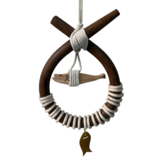 康頓 牛鼻環 避邪明太魚 財運 風水 開業 搬家 禮物, 原木