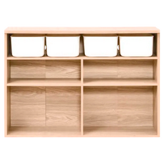 IRIS OHYAMA 愛麗思歐雅瑪 圓角五格收納櫃 電視櫃 寬型 附收納盒 RUS-97W, 棕色