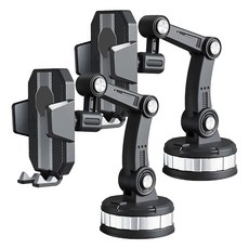 機械手臂真空吸盤手機支架, 黑色, 2個