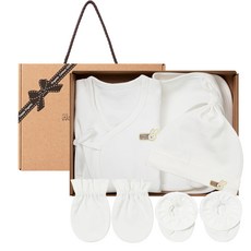 HappyOrganic 嬰兒刺繡長袖肚衣+帽子+圍兜+包手套+包腳套