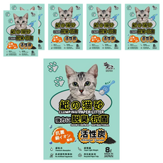QQ KIT 活性炭環保紙貓砂, 8L, 2.5kg, 6包, 活性炭