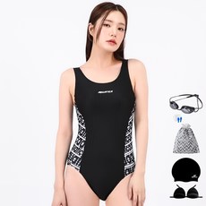 AQUATICA 女款連身泳衣 AQA1357+蛙鏡+矽膠泳帽+耳塞+胸墊 隨機出貨+收納袋組