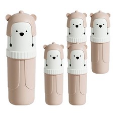 디에스 휴대용 곰돌이 칫솔 치약통 핑크, 5개