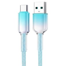 樂樂 冰晶頭 USB-TYPE-C 彩色编織快充電線 120W, 漸變藍, 1個, 150cm