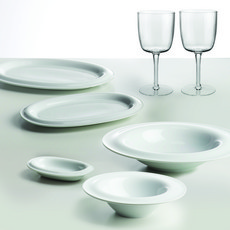 Orchid Gourmet 陶瓷歌劇盤7件組, 1個, 橢圓盤 2種 + 義大利麵碗 2種 + 醬料碗 + 紅酒杯 2p, 白色(盤子, 義大利麵碗, 醬料碗)