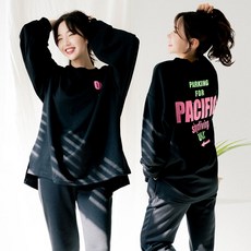 테라우드 여성용 기모 오버핏 온리 트레이닝 잠옷 상하의 2p 세트