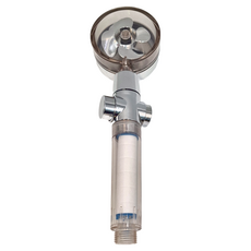 EDISH 一鍵止水漩渦過濾蓮蓬頭 26.5 x 7cm, 銀色 + 透明色, 1個