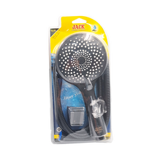 EDISH 加大面板5段式增壓蓮蓬頭套裝 (2入) 1組 ABS材質 尺寸: 12X24.5CM±5% 防爆軟管: 不鏽鋼 1.5米, JS82