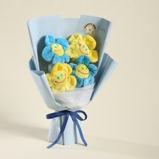 Beautiful Deco Sense 快樂微笑花朵娃娃花束 + 貼紙組, 藍色, 1個