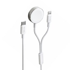 POLYWELL 寶利威爾 蘋果磁吸快充線 手錶手機二合一, 1m, 白色, 1條