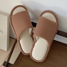 沐慕家居 華夫格室內拖鞋 透氣 咖啡色, 38~39, 1雙