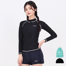 아쿠아티카 여성용 래쉬가드 집업 AQAWJP23004 + 레이어드 스윔 보드숏 팬츠 AQAWPT23002 + 스판수모 세트