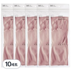 생활공작소 라텍스 고무장갑 양손 세트 일반형, 파스텔핑크, 중(M), 10개