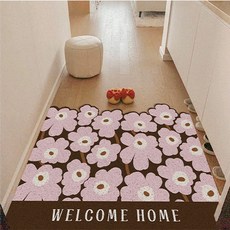 復古花紋玄關地墊, 粉色的