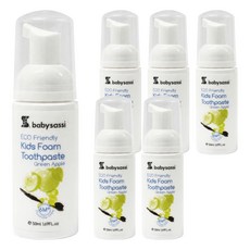 babysassi 誰是寶貝 兒童專用護齒泡沫牙膏 (溫和青蘋果), 無氟配方, 50ml, 6條