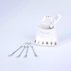 백산 나무들 가방 수반세트 11p, 혼합 색상, 티스푼 5p + 티포크 5p + 티스푼 통, 1개