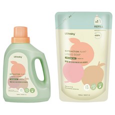 US baby 優生 嬰兒植淨酵素洗衣液體皂組 添加植萃淨味因子 無添加磷/苯/人工色素/螢光劑 不傷衣料, 2.2L, 1組