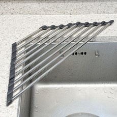 UH홈데코 국내산 접이식 싱크롤 거치대 코너형, 실버, 1개