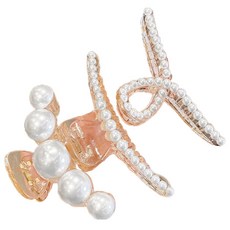 珍珠裝飾鯊魚夾 大 3入組, 1組, 混色