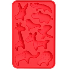 sillymann 鉑金矽膠動物製冰模具 WSK814, 紅色, 1入