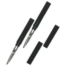 STICKYLE 塗氟不沾黏攜帶型開箱拆信剪刀，筆型設計 好握舒適, 黑色, 2支