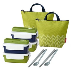 KOMAX 午餐便當盒組, 黃綠色, 2套