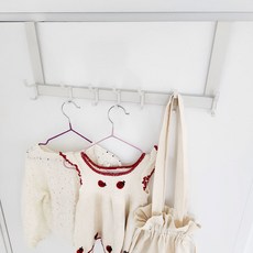 Happyj 門掛式免鑽孔門後掛架 7鉤, 白色, 1個