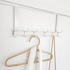 Happyj 門掛式免打孔門後掛架 6鉤, 白色, 1個