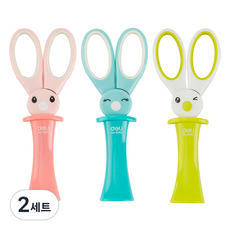 deLi 得力 兔子安全蓋站立式剪刀 137mm 3件組 E6065, 2套, 粉紅色, 藍色, 綠色