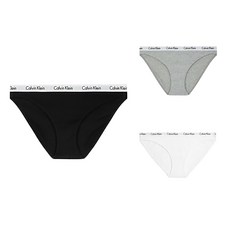 Calvin Klein 凱文克萊 underwear Carousel Cotton Bikini 女性三角褲3件組 基本款, 灰色 + 黑色 + 白色