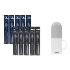 nordico 幼兒用 Kinder 牙刷 10入 + 漱口杯組, 男童用(牙刷), 灰色(杯), 1套