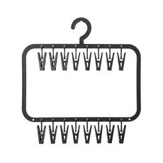 The Look GROCERIES STORAGE 雙口型晾曬架24夾 摺疊收納省空間 輕巧便攜 材質滑順舒適不刮手, 黑, 1組