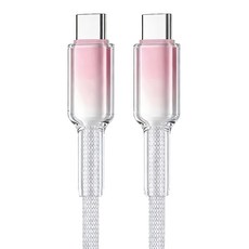 樂樂 冰晶頭快充線/彩色編織充電線 PD60W Type-C-Type-C, 灰白粉, 1個, 100cm