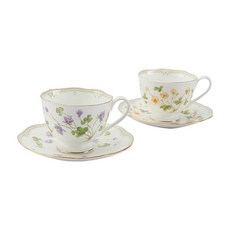 ZEN 骨瓷花園之門雙人咖啡杯組, 1套, 黃色 + 紫羅蘭色