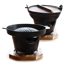 감성화로 미니 + 그릴 + 샤브냄비 3종 풀세트, 그릴 16 x 3 cm + 샤브냄비 15 x 6 cm, 1개