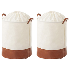 ROOM&HOME 拿鐵風束口洗衣籃, 棕色, 2個