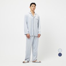 JAJU JAJU (Jaju) 男士淺色水貂絨睡衣上衣和下裝套裝